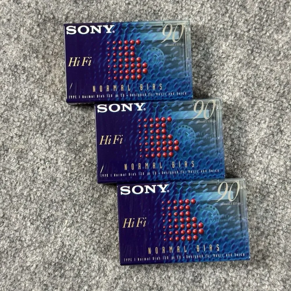Lot of 3 Sony HiFi 90 Type I Normal Bias Blank Audio Cassette Tapes New Sealed